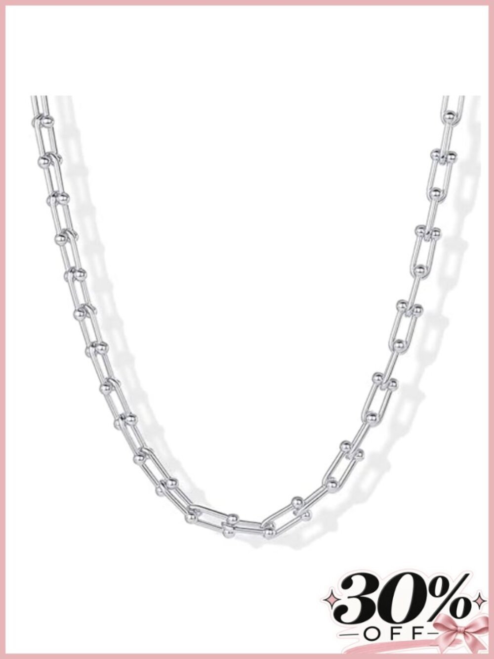 18K Gold Plated Stainless Steel Paperclip Chain Necklace Women Chunky Link